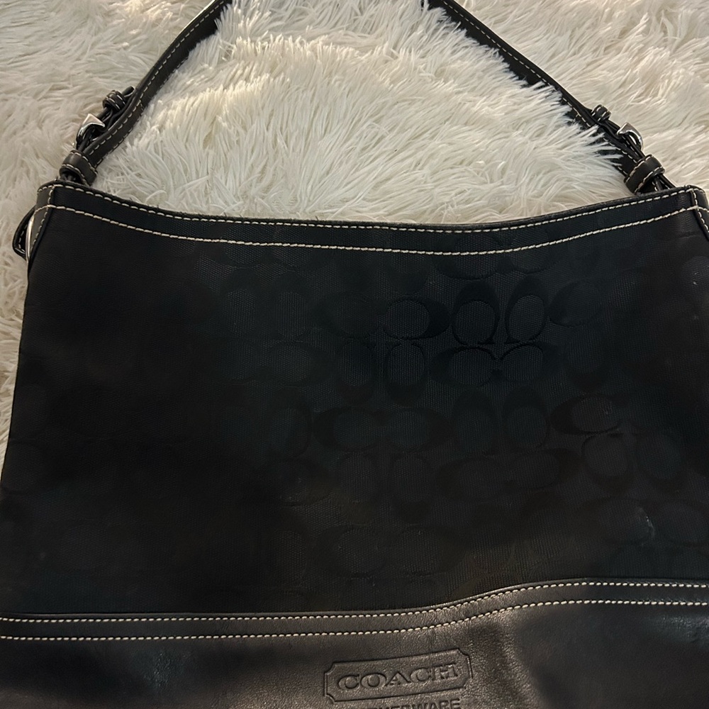 Vintage Coach Black Signature Shoulder Bag